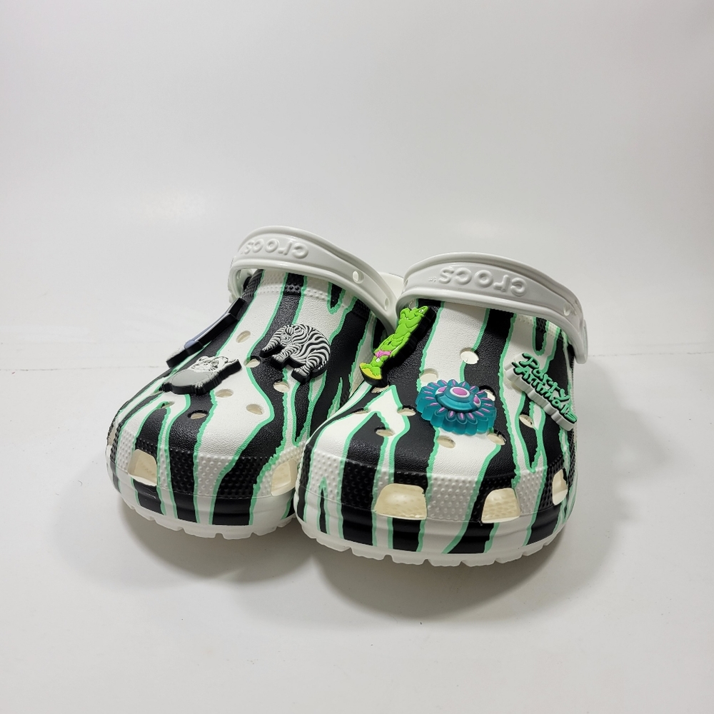 Crocs Ron English Party Animal Zebra White Classic Clog 207619-100 Size 10 w 12